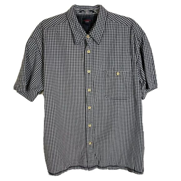 Tommy Jeans Mens Shirt Size XL Blue Button Up Pocket Short Sleeve Gingham Check - Picture 1 of 10